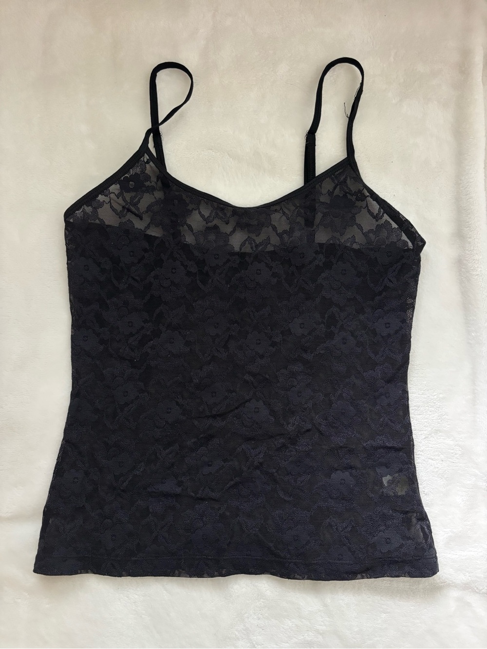 Women's Black Floral Lace Camisole - Adjustable Straps